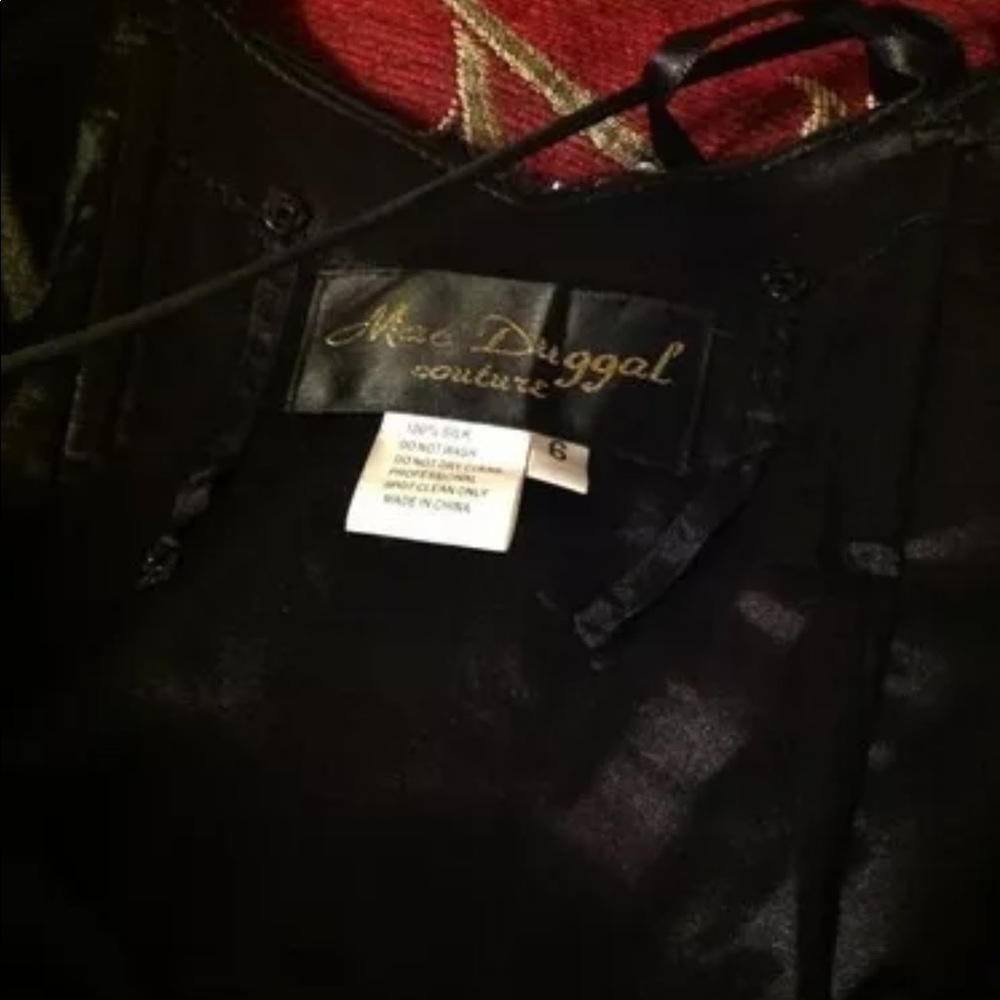 MAC DUGGAL COUTURE GOWN FORMAL BLACK SILVER - Picture 3 of 7